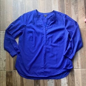 Talbots Relaxed Blue Blouse with 3/4 Sleeves